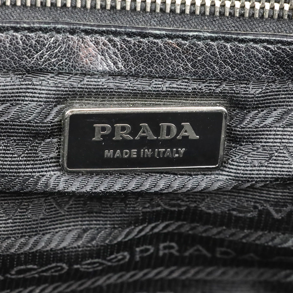 Prada Black Tessuto and Leather Easy Shoulder Bag
