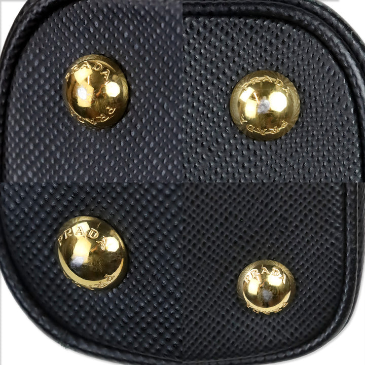 Prada Black/Fiery Red Saffiano Leather Cuir Medium Double Bag