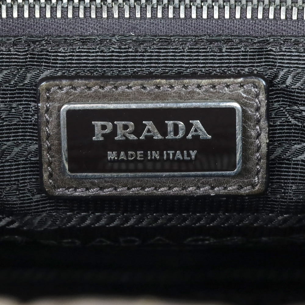 Prada Brown Leather Multi Zipper Bauletto Medium Satchel Bag