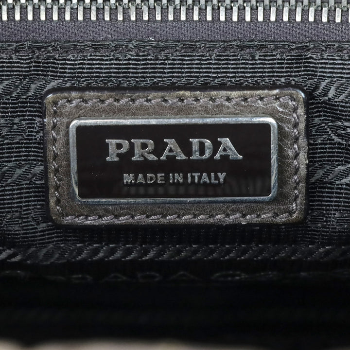 Prada Brown Leather Multi Zipper Bauletto Medium Satchel Bag