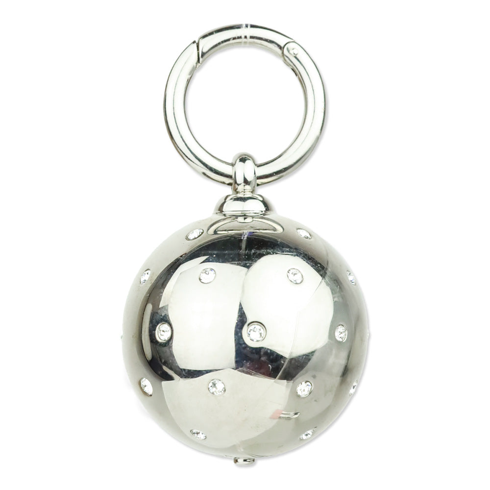 Prada Crystal Embellished Silver Sphere Ball Keychain Charm