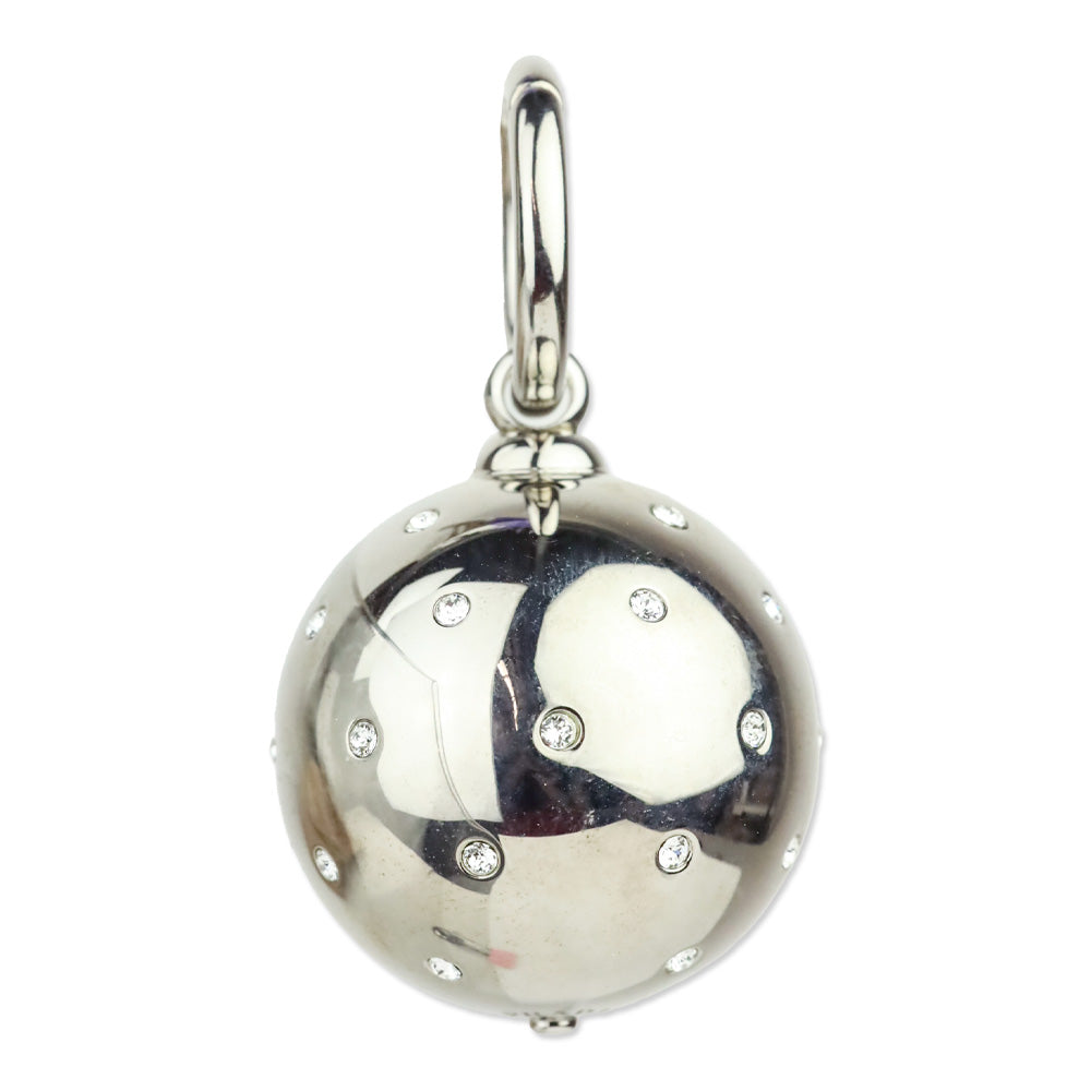 Prada Crystal Embellished Silver Sphere Ball Keychain Charm