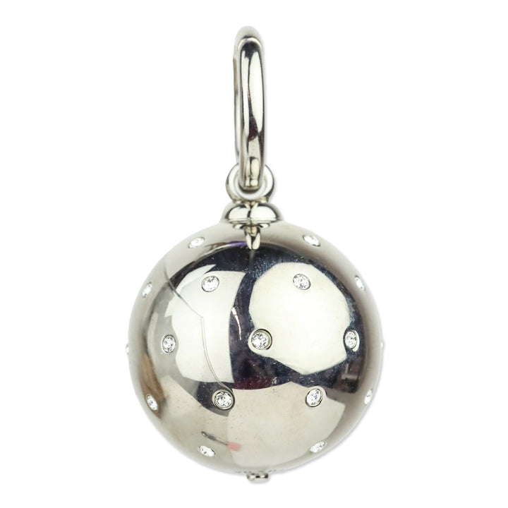 Prada Crystal Embellished Silver Sphere Ball Keychain Charm