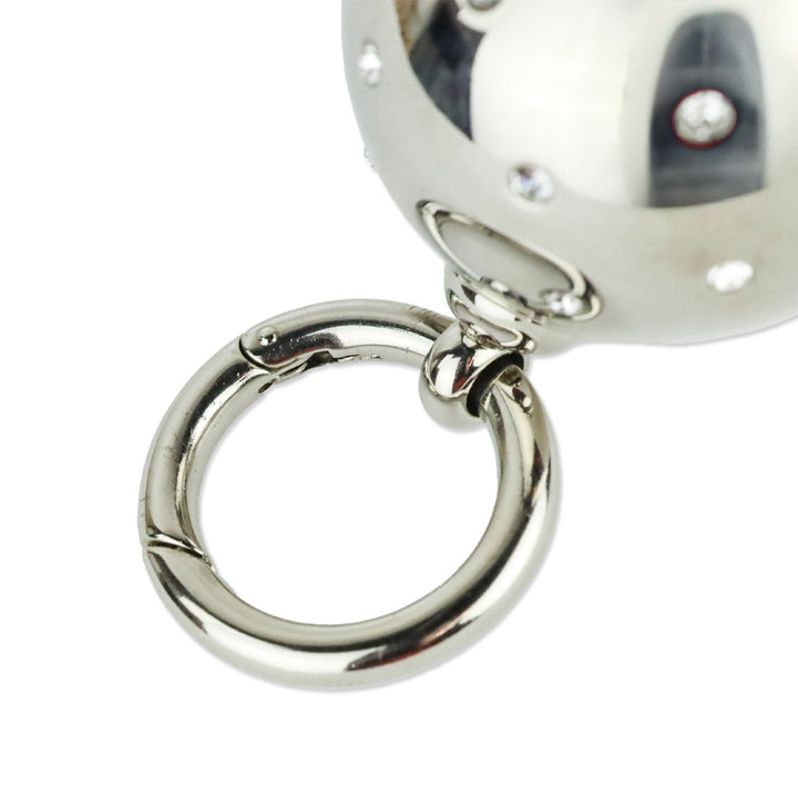 Prada Crystal Embellished Silver Sphere Ball Keychain Charm
