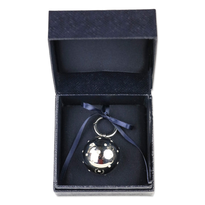Prada Crystal Embellished Silver Sphere Ball Keychain Charm