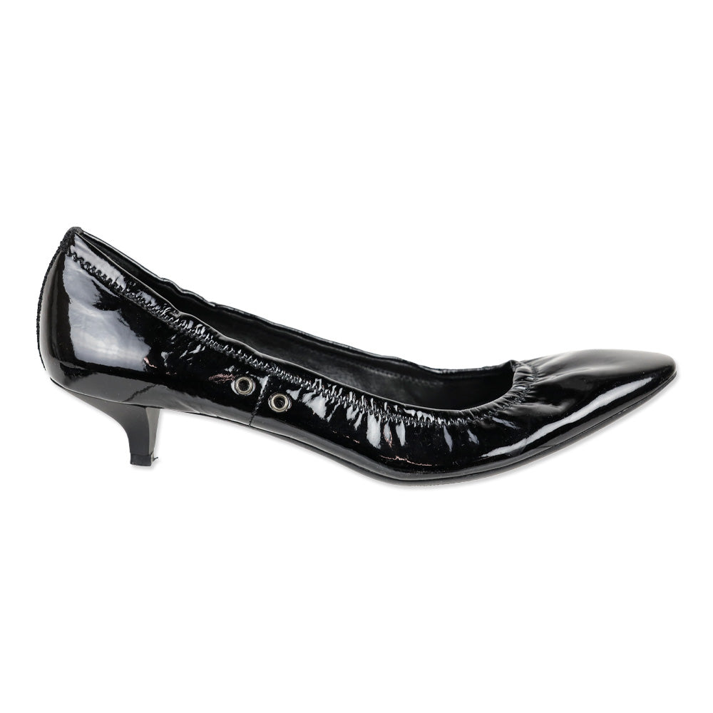 Prada Sport Black Patent Leather Kitten Heel Pumps