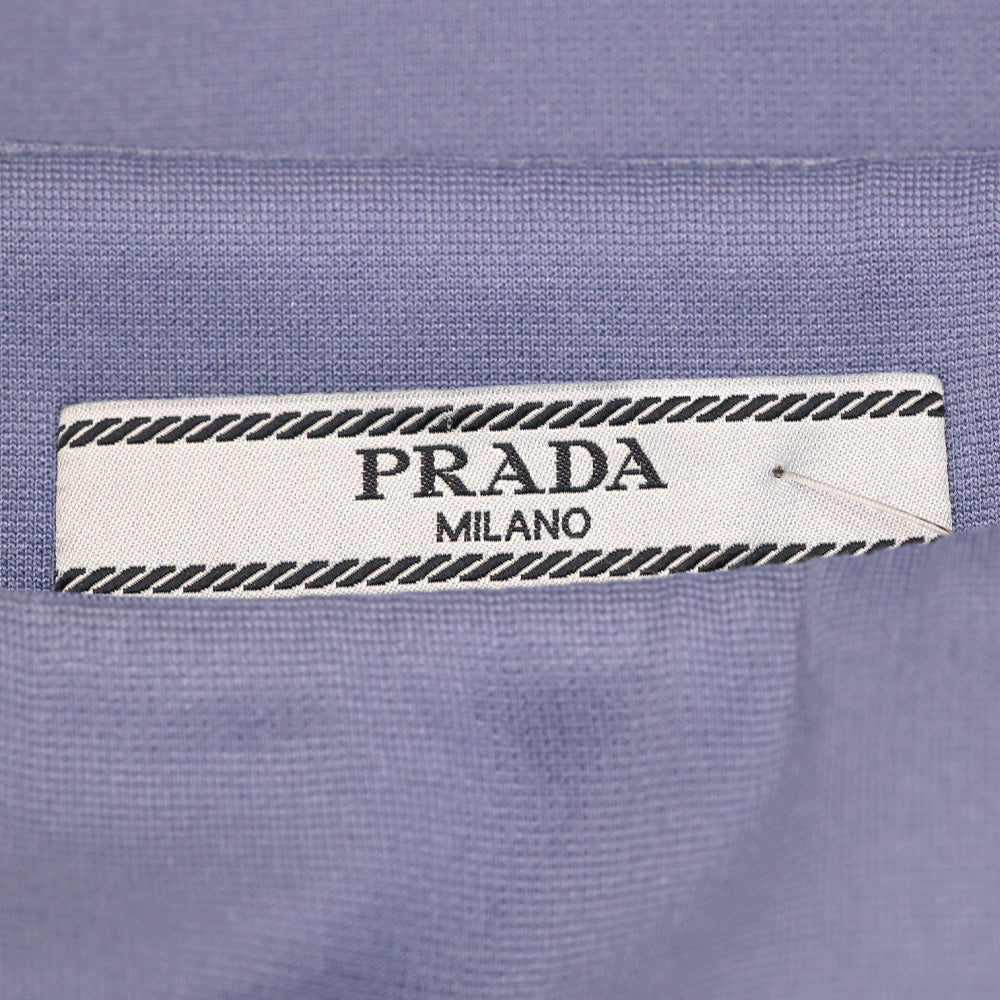 Prada Periwinkle Blue Techno Jersey Belted Ruffle Wrap Skirt