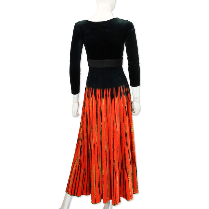 Proenza Schouler Tie-Dye Ombre Velvet Scoop Neck Long Sleeve Maxi Dress