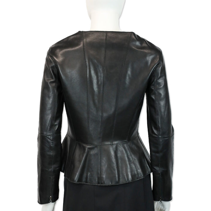 Rag + Bone Black Leather Zip Peplum Jacket