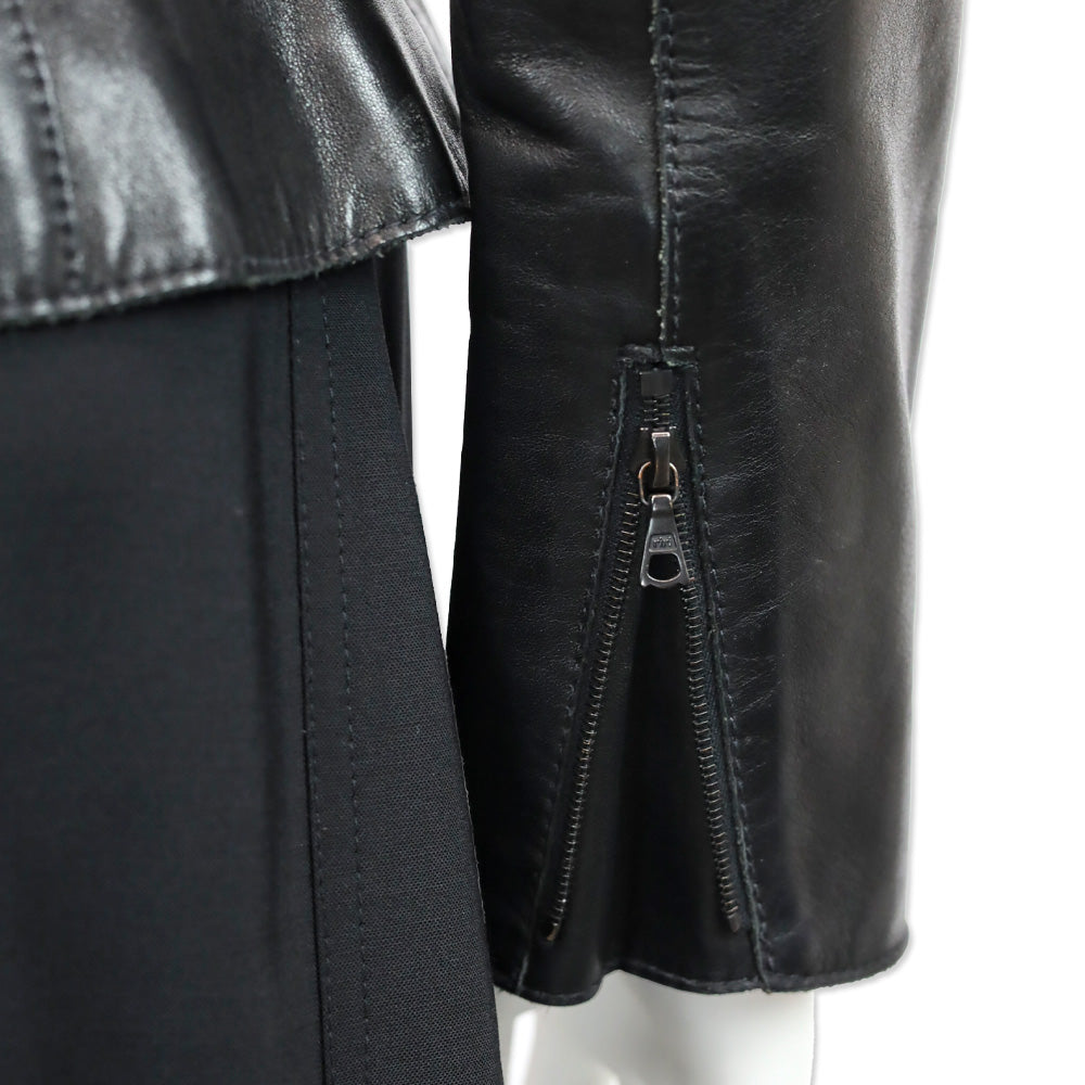Rag + Bone Black Leather Zip Peplum Jacket
