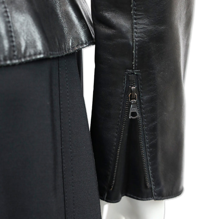 Rag + Bone Black Leather Zip Peplum Jacket