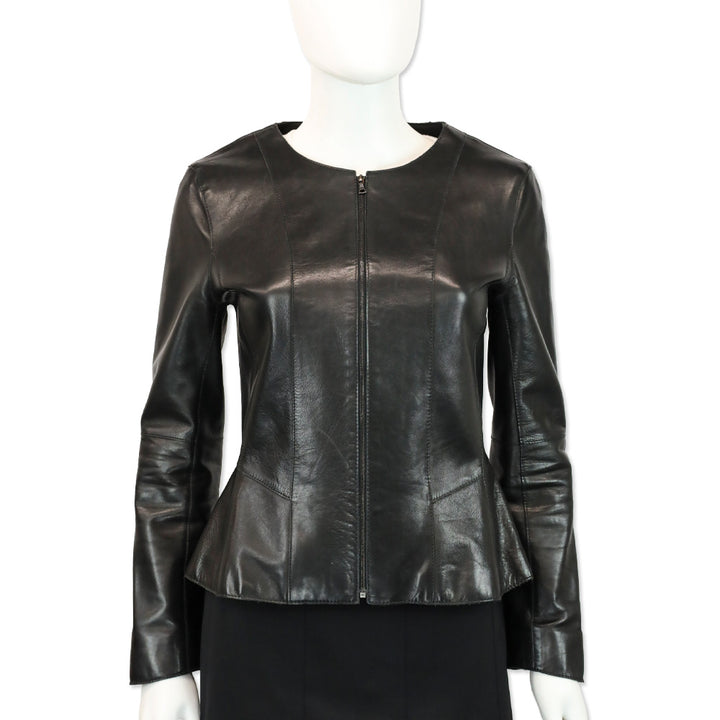 Rag + Bone Black Leather Zip Peplum Jacket