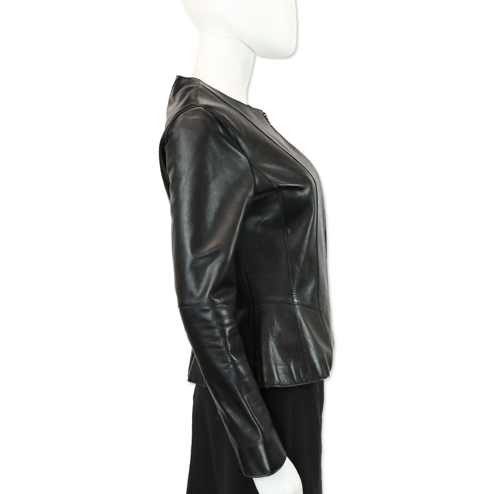 Rag + Bone Black Leather Zip Peplum Jacket