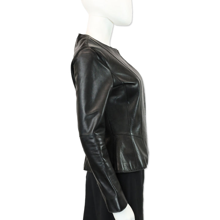Rag + Bone Black Leather Zip Peplum Jacket