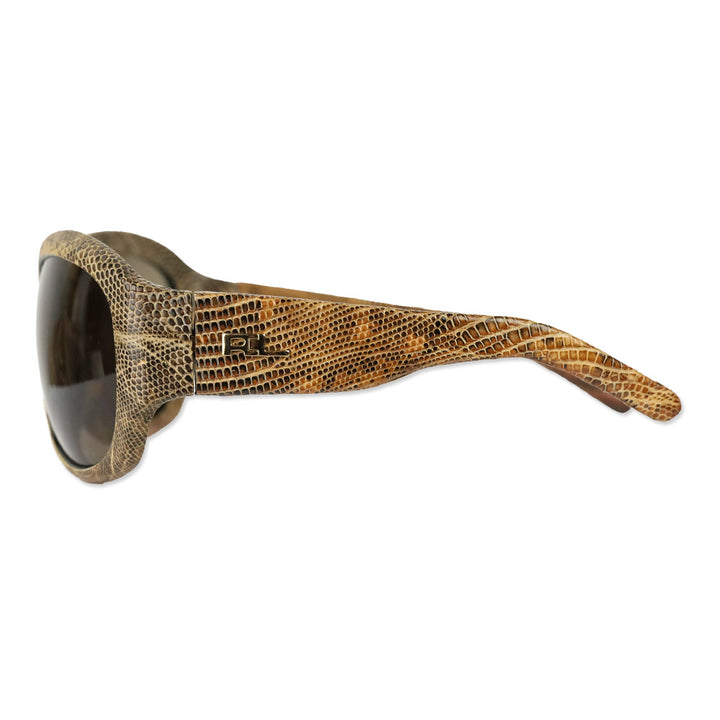 Ralph Lauren Brown Snakeskin Wrapped Round Sunglasses