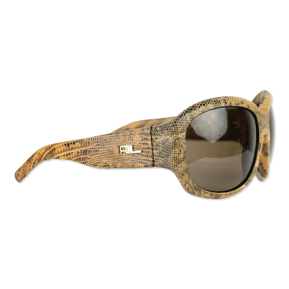 Ralph Lauren Brown Snakeskin Wrapped Round Sunglasses