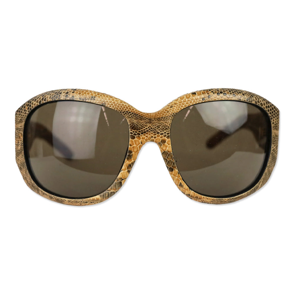 Ralph Lauren Brown Snakeskin Wrapped Round Sunglasses