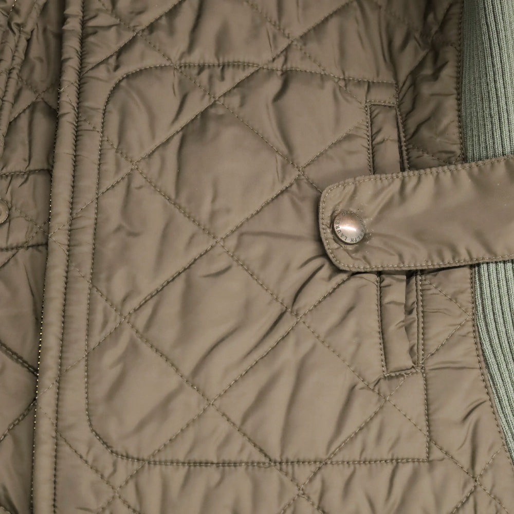 Ralph Lauren Sport Olive Quilted Nylon and Tan Suede Trim Zip-up Vest