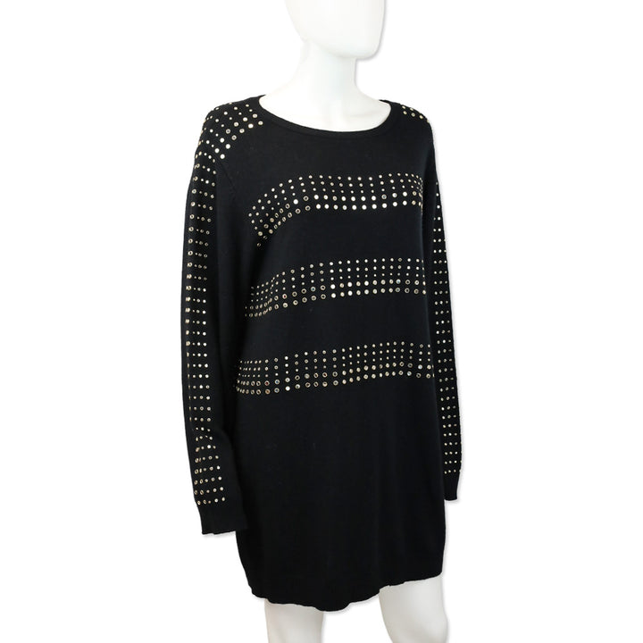 Ramy Brook Black Knit Mirror Studded Celine Sweater Dress