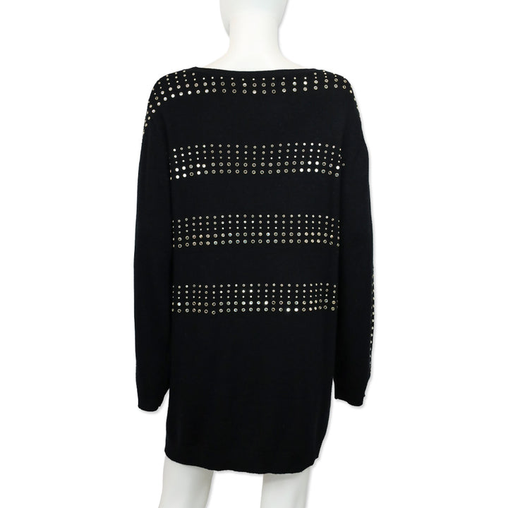 Ramy Brook Black Knit Mirror Studded Celine Sweater Dress