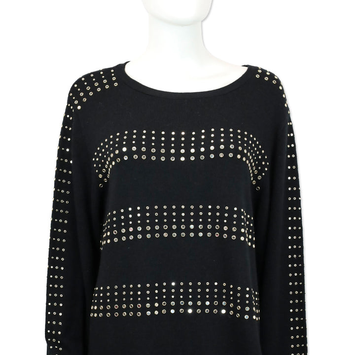 Ramy Brook Black Knit Mirror Studded Celine Sweater Dress