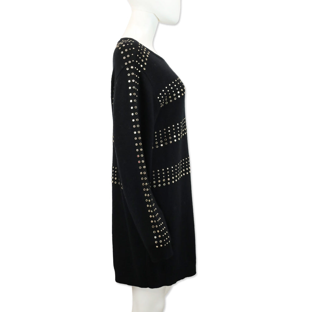 Ramy Brook Black Knit Mirror Studded Celine Sweater Dress