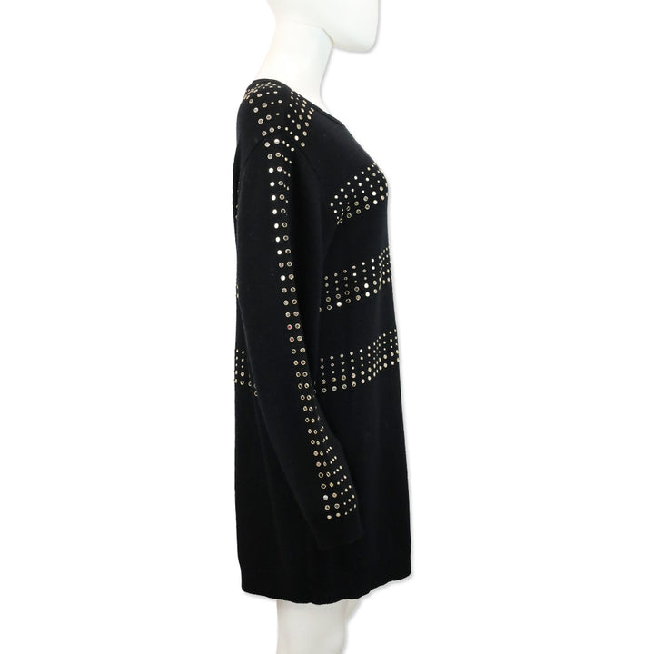 Ramy Brook Black Knit Mirror Studded Celine Sweater Dress