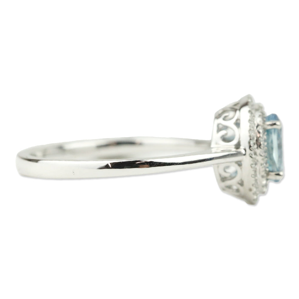 Rhapsody Santa Maria Aquamarine and Diamond Ring in 950 Platinum