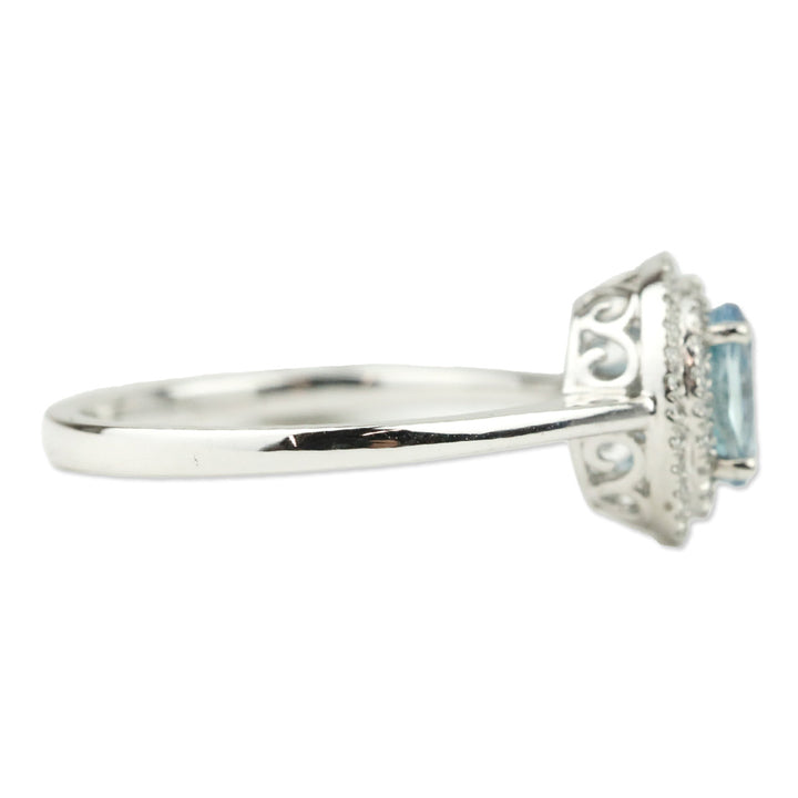 Rhapsody Santa Maria Aquamarine and Diamond Ring in 950 Platinum