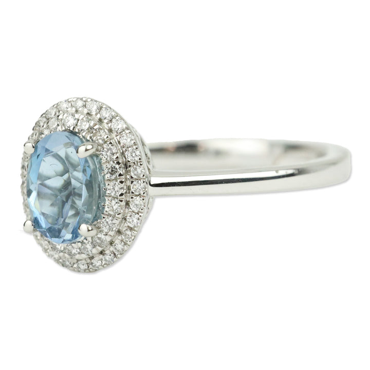 Rhapsody Santa Maria Aquamarine and Diamond Ring in 950 Platinum