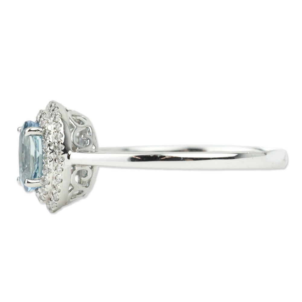 Rhapsody Santa Maria Aquamarine and Diamond Ring in 950 Platinum