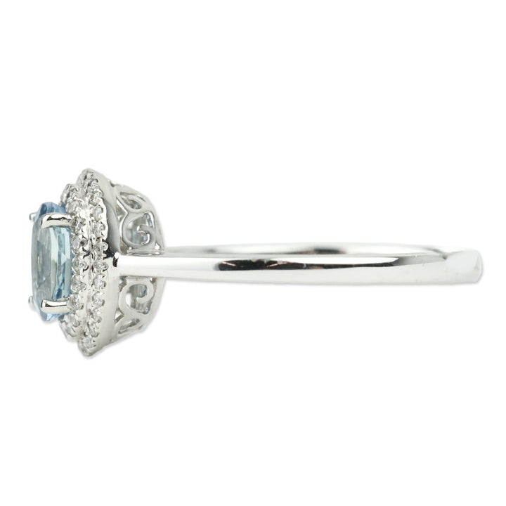 Rhapsody Santa Maria Aquamarine and Diamond Ring in 950 Platinum