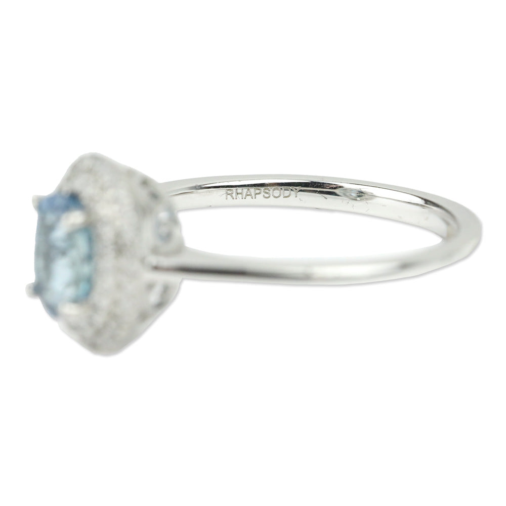 Rhapsody Santa Maria Aquamarine and Diamond Ring in 950 Platinum
