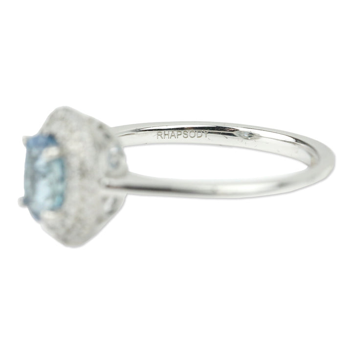 Rhapsody Santa Maria Aquamarine and Diamond Ring in 950 Platinum