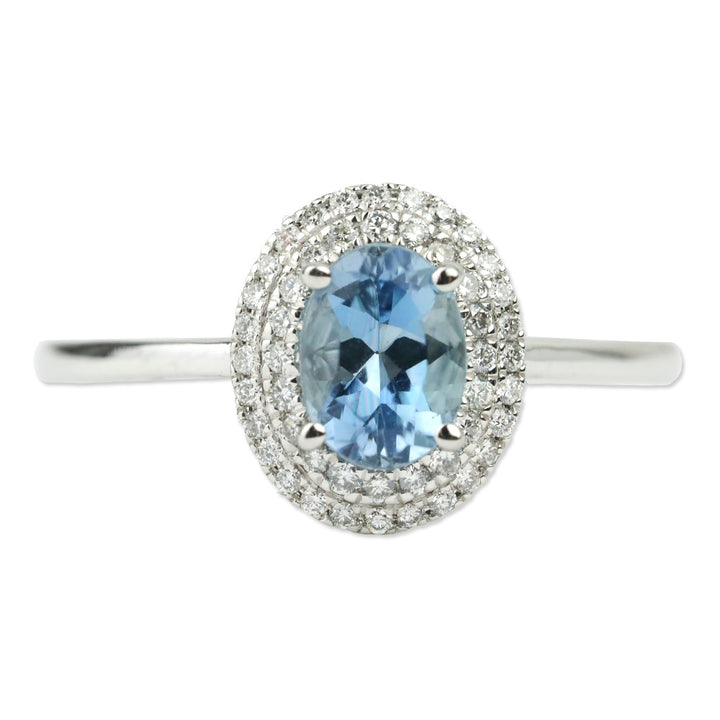 Rhapsody Santa Maria Aquamarine and Diamond Ring in 950 Platinum