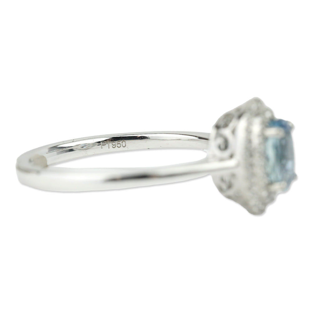 Rhapsody Santa Maria Aquamarine and Diamond Ring in 950 Platinum
