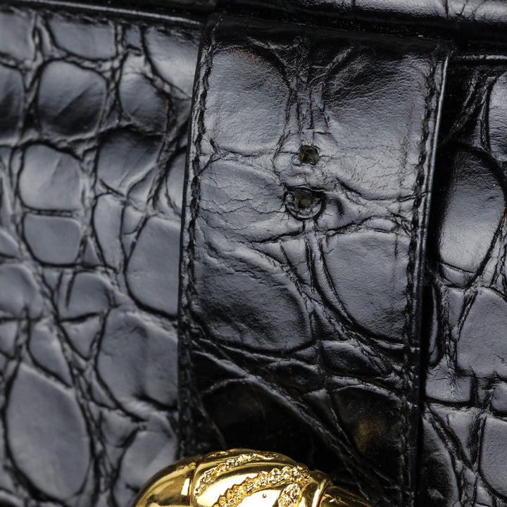 Rodo Black Croc Embossed Leather Crossbody