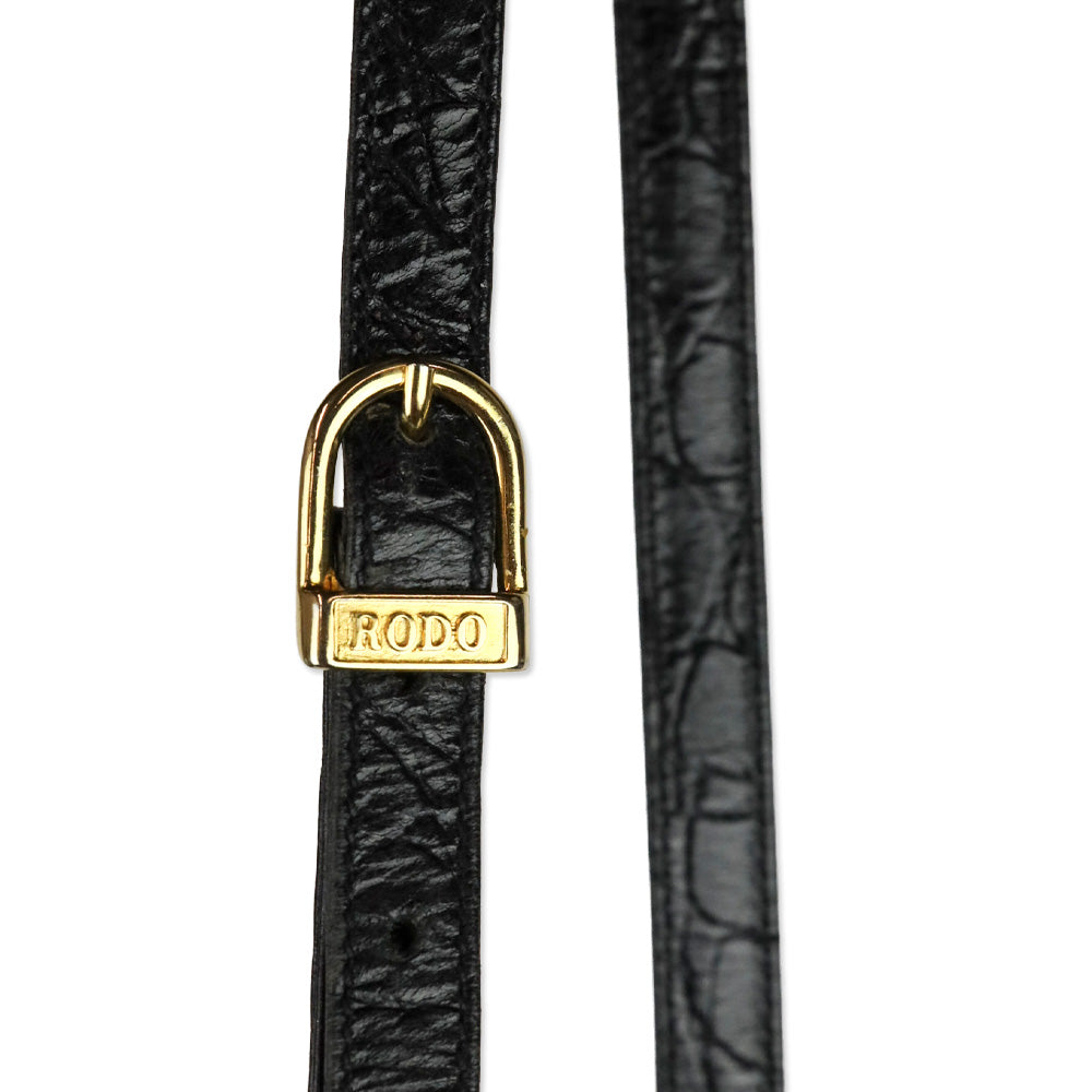 Rodo Black Croc Embossed Leather Crossbody