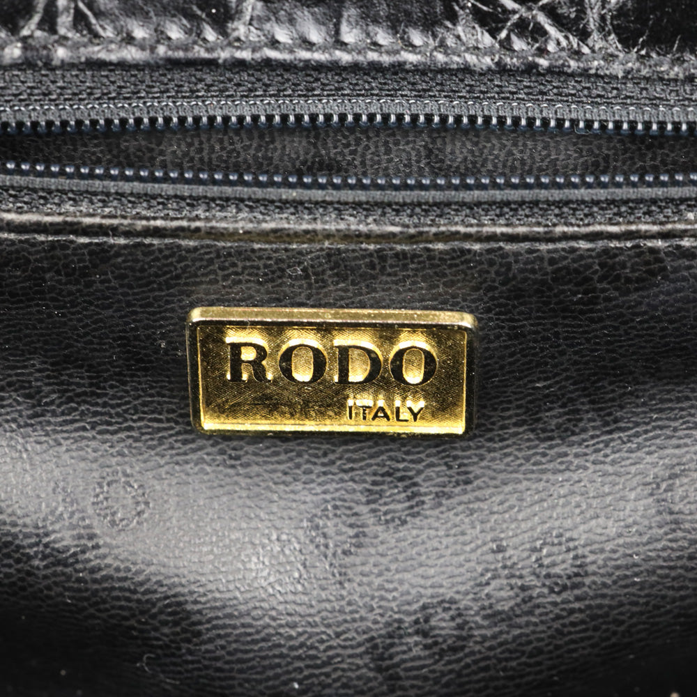 Rodo Black Croc Embossed Leather Crossbody