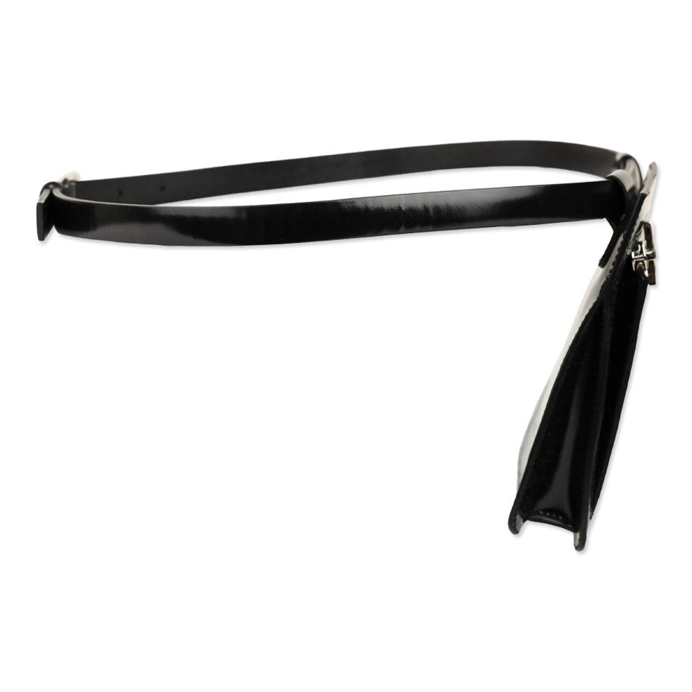 Salvatore Ferragamo Black Patent Leather Gancini Zipper Belt Bag