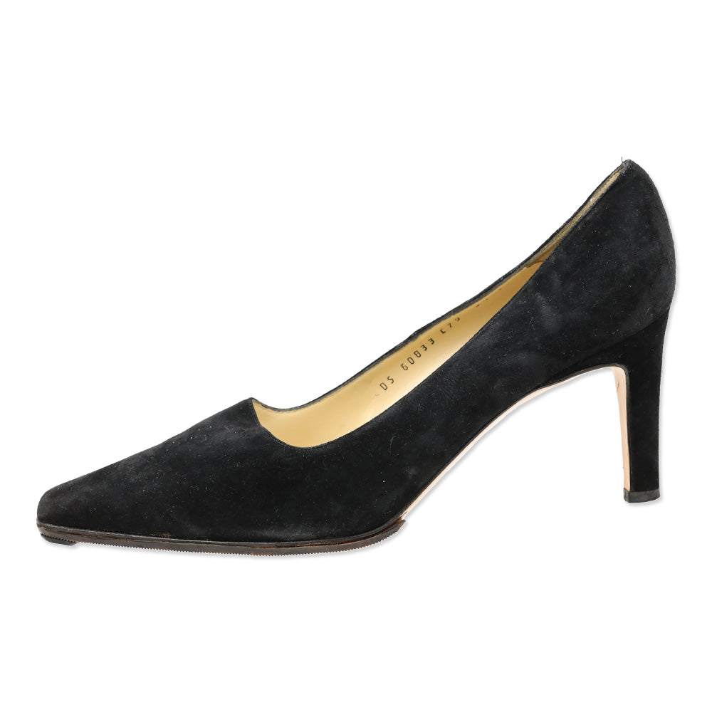 Salvatore Ferragamo Black Suede Pointed Toe Pumps