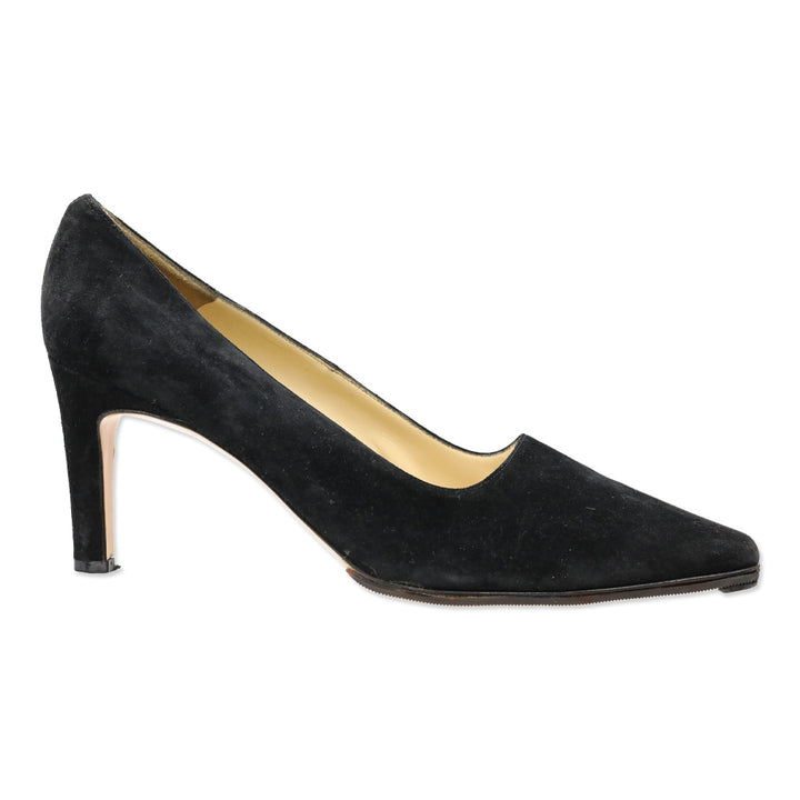 Salvatore Ferragamo Black Suede Pointed Toe Pumps