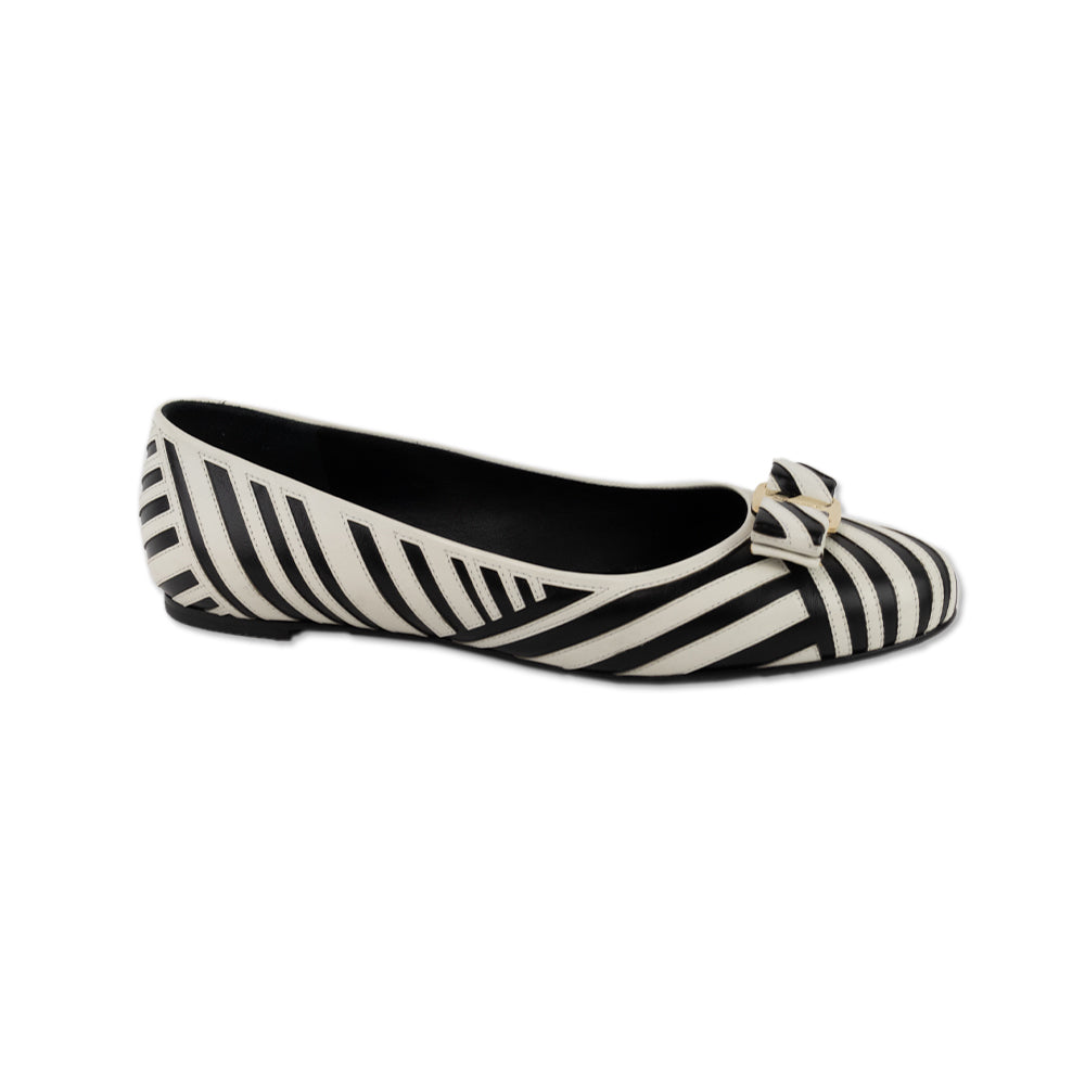 Black and shops white striped flats