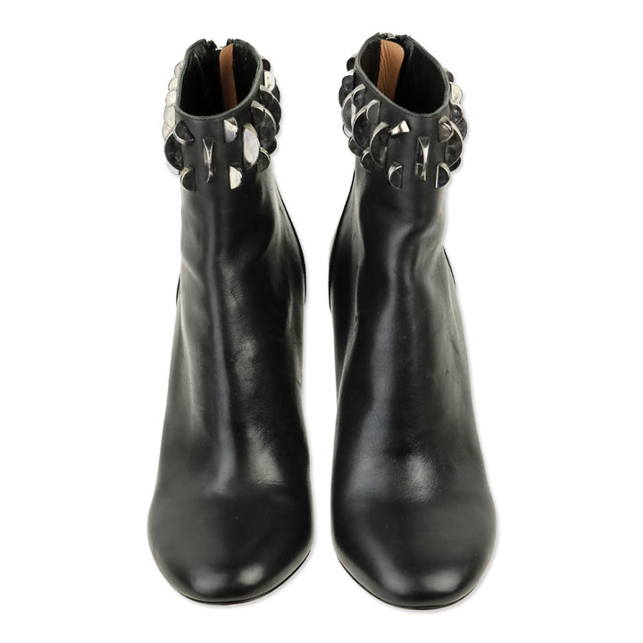 Samuele Failli Black Leather Studded Heeled Ankle Boot