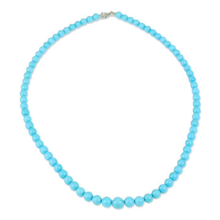 Sleeping Beauty Turquoise Round Bead Necklace on Platinum Strand