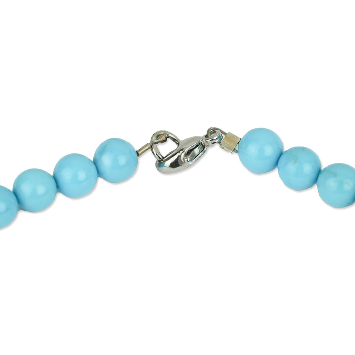 Sleeping Beauty Turquoise Round Bead Necklace on Platinum Strand