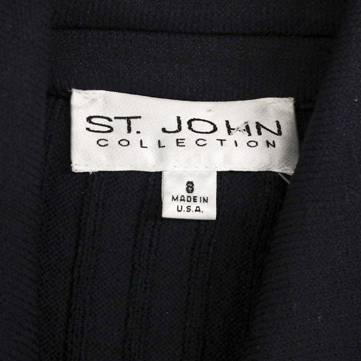 St. John Navy Santana Ribbed Knit Belted Jacket