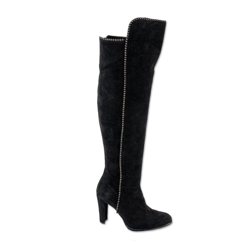 Stuart weitzman black suede fashion knee high boots