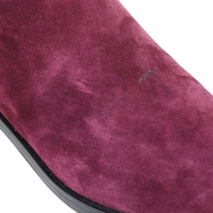 Stuart Weitzman Burgundy Suede and Elastic Knee High Boots