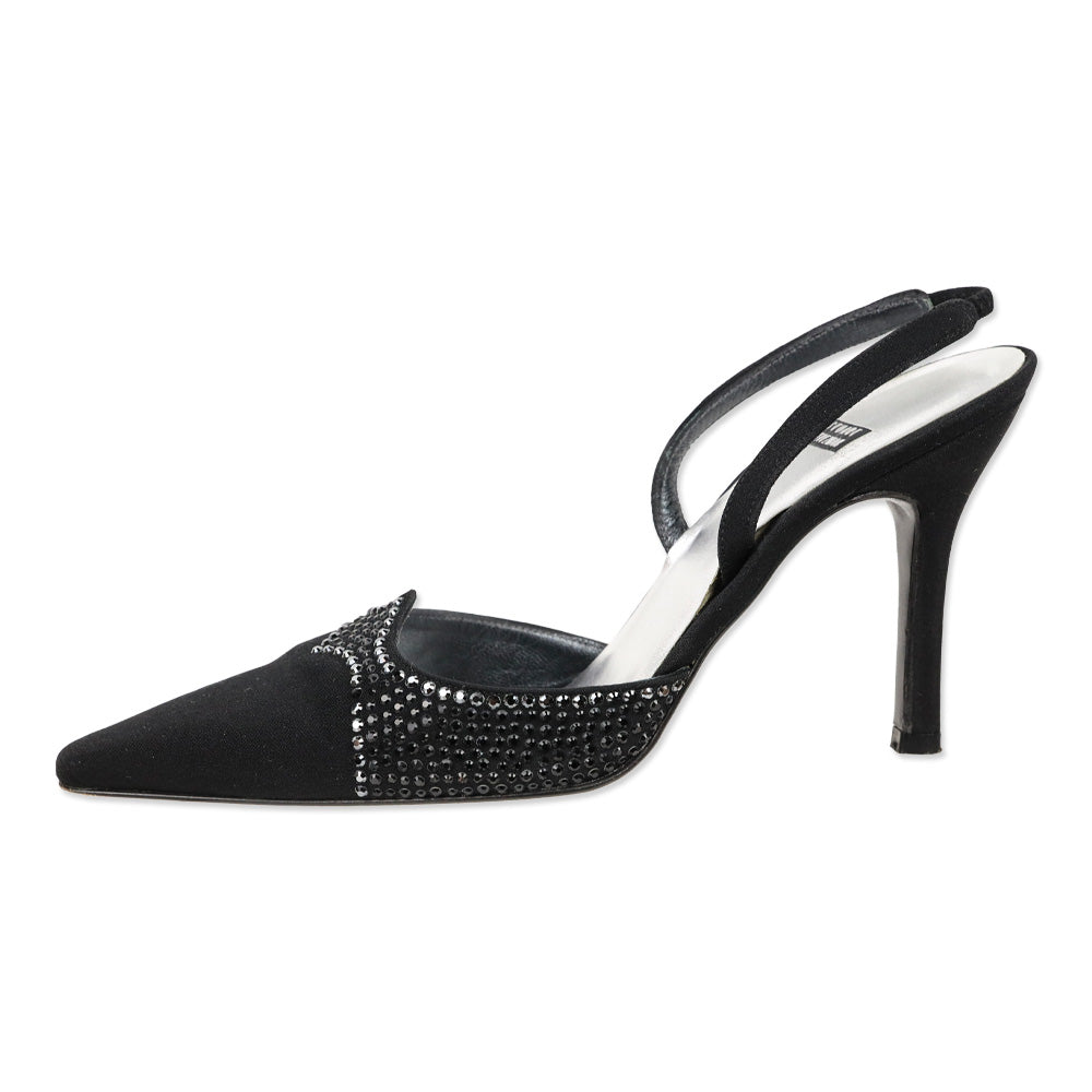 Stuart Weitzman Stardust Black Peau Slingback Pump